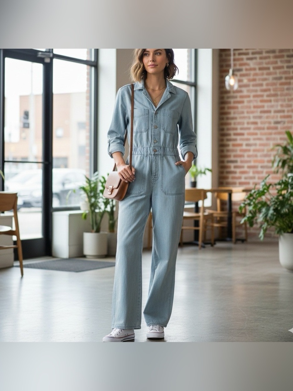 Universal Thread Womens Denim Utility Jumpsuit Size 6 Light Wash Cotton NWT